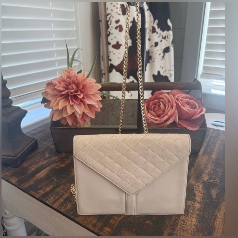 Vintage Yves Saint Laurent Quilted Envelope Crossbody Bag w/ COA